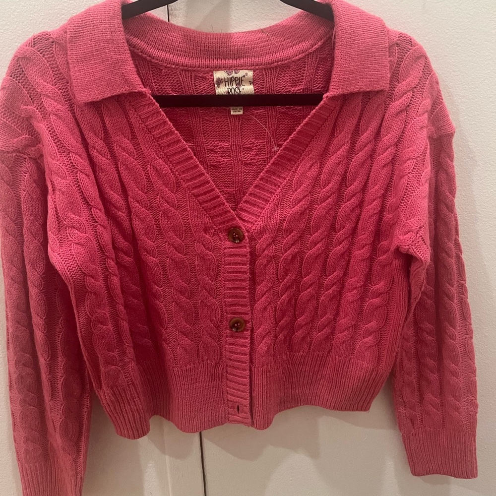 Hippie Rose Pink Sweater; size small